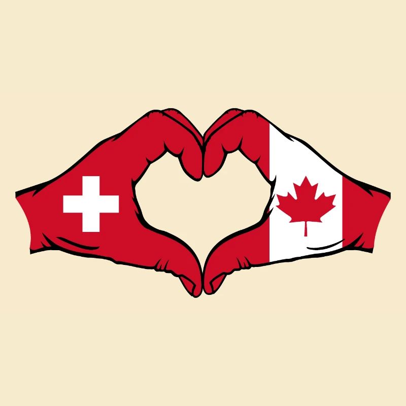 Suisse Canada Drapeau Aiguilles Forme Coeur