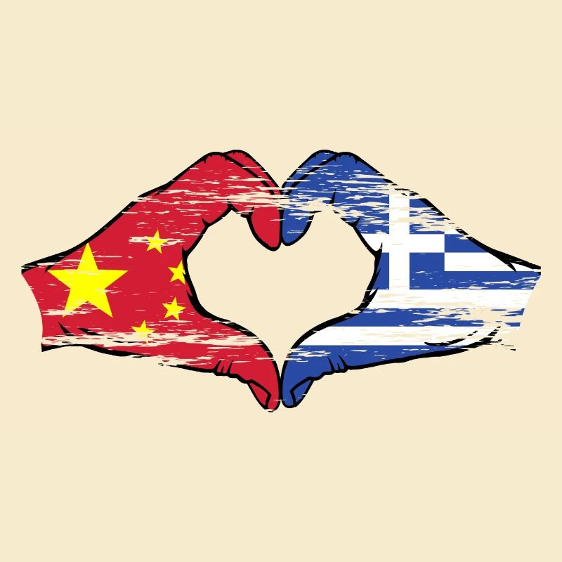 Chine Grèce Drapeau Mains Coeur Forme Utilisé