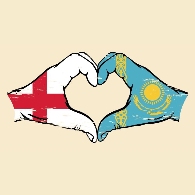 Angleterre Kazakhstan drapeau mains forme de coeur utilisé