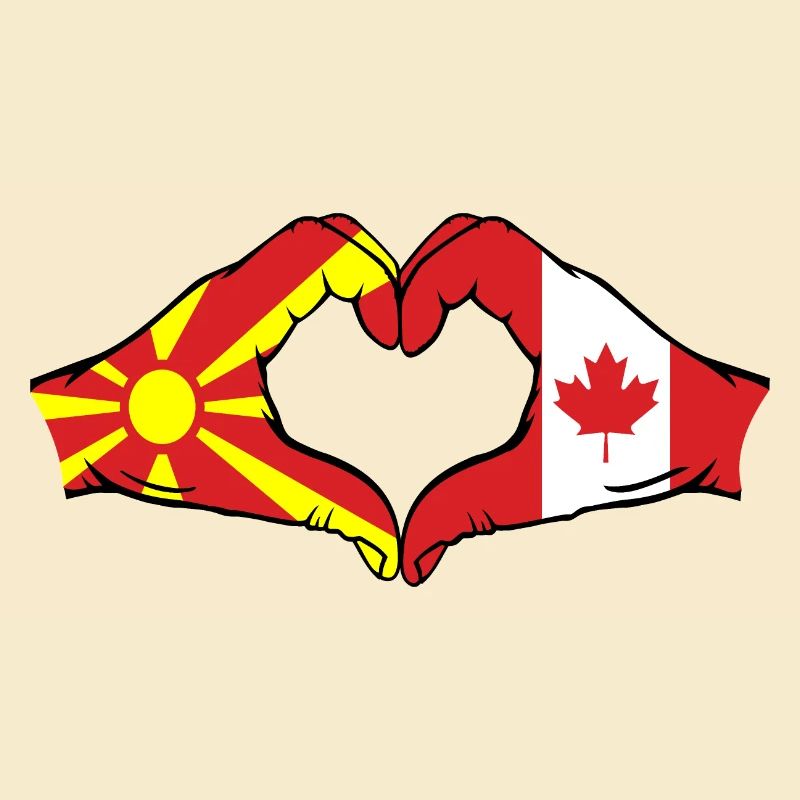 Macédoine Canada Drapeau Mains Coeur Forme