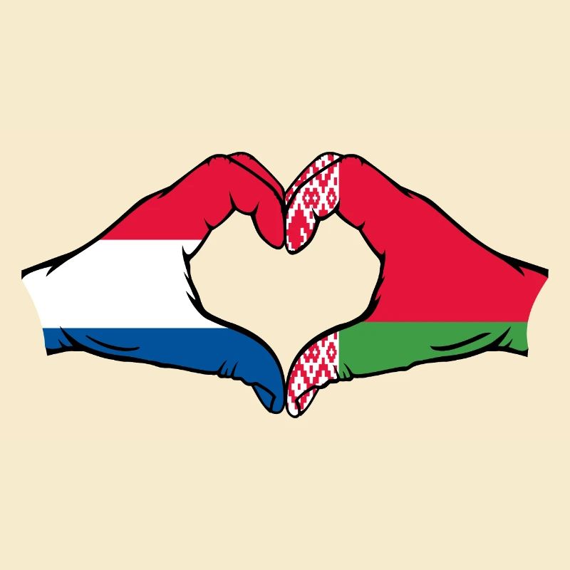 Hollande Biélorussie Drapeau Mains Coeur Forme