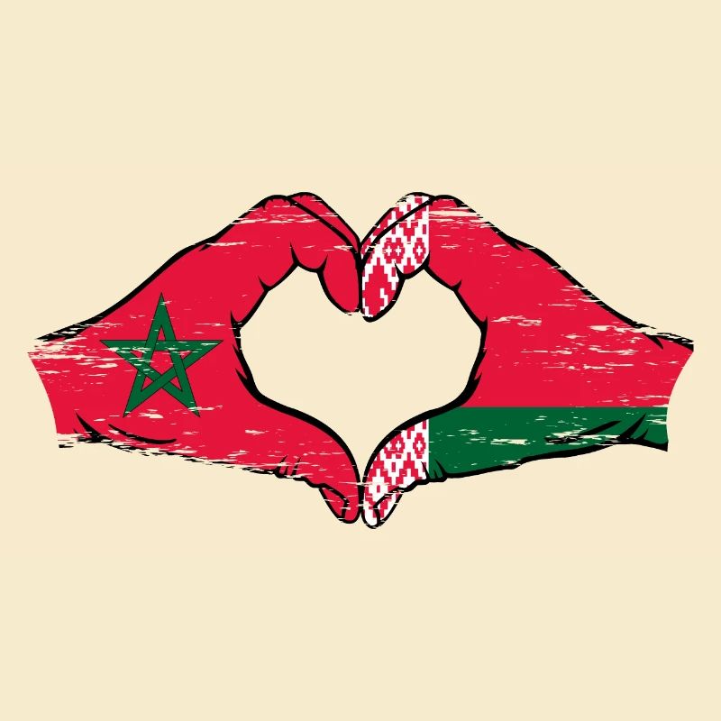 Maroc Biélorussie drapeau mains coeur utilisé
