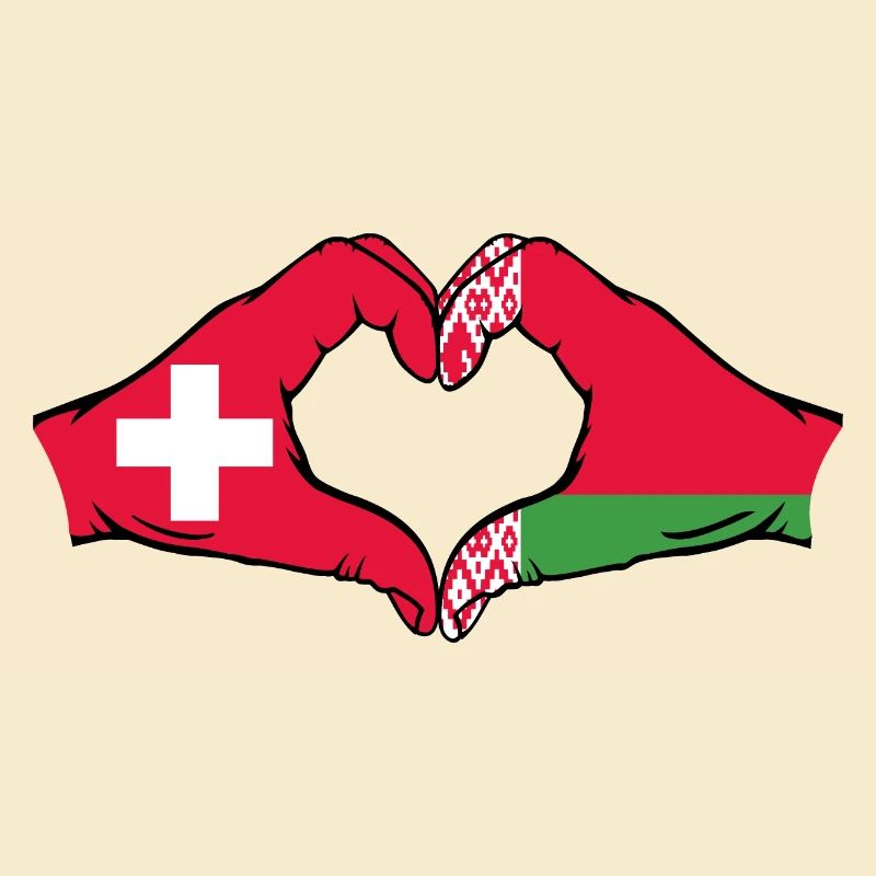 Suisse Biélorussie Drapeau Mains Coeur Forme