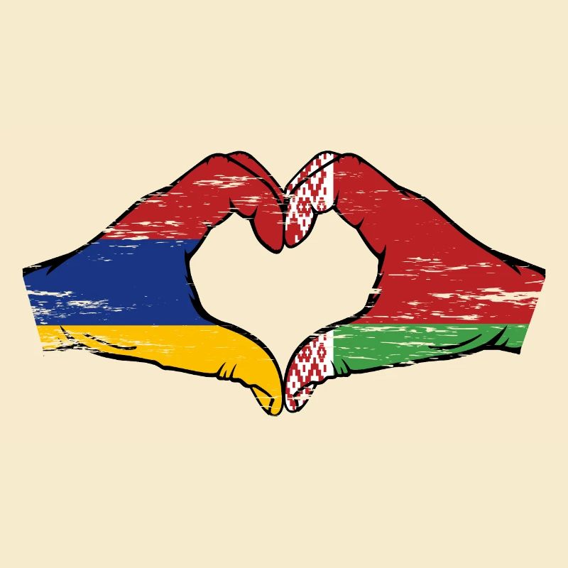 Arménie Biélorussie Drapeau Mains Coeur Forme Utilisé
