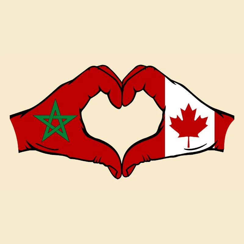 Maroc Canada Drapeau Mains Coeur Forme