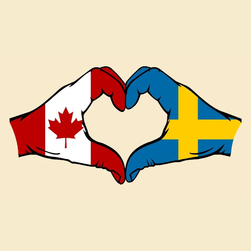 Canada Suède Drapeau Mains Coeur Forme