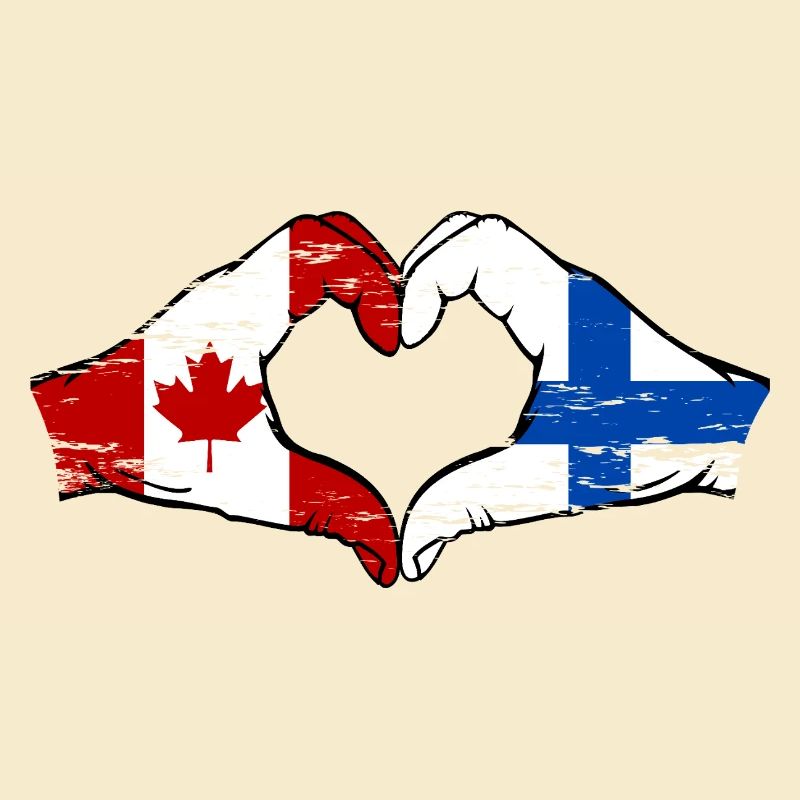 Canada Finlande drapeau mains coeur utilisé