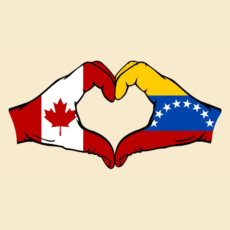 Canada Venezuela Drapeau Mains Coeur Forme