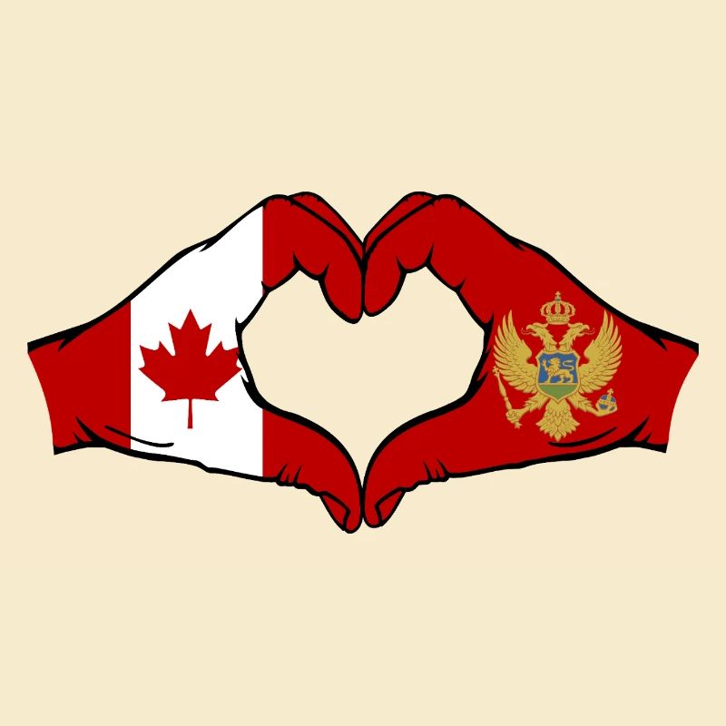 Canada Monténégro drapeau mains forme coeur