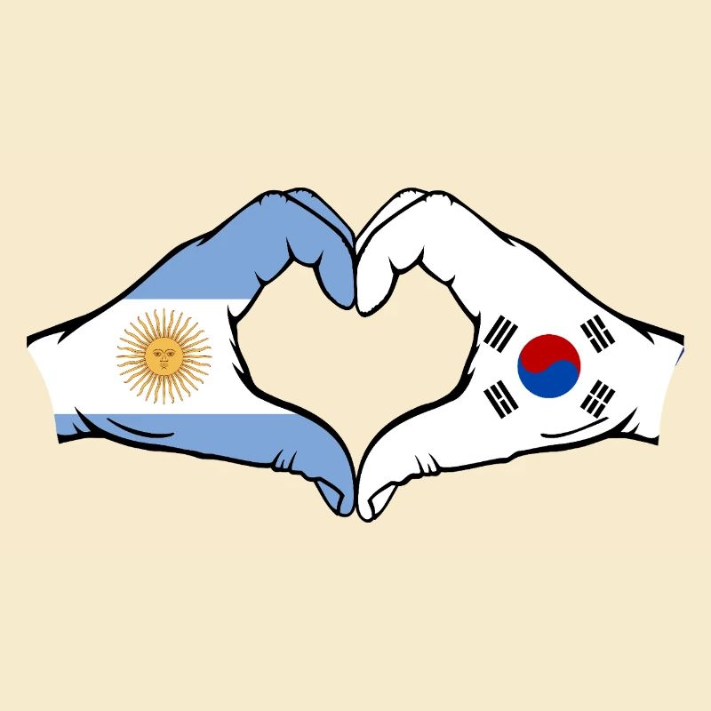 Argentine Corée du Sud Drapeau Mains Coeur Forme