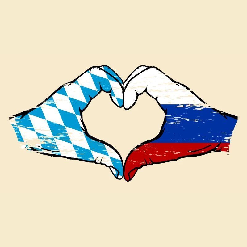 Bavière, Russie, Drapeau, Mains, Forme de coeur Utilisé