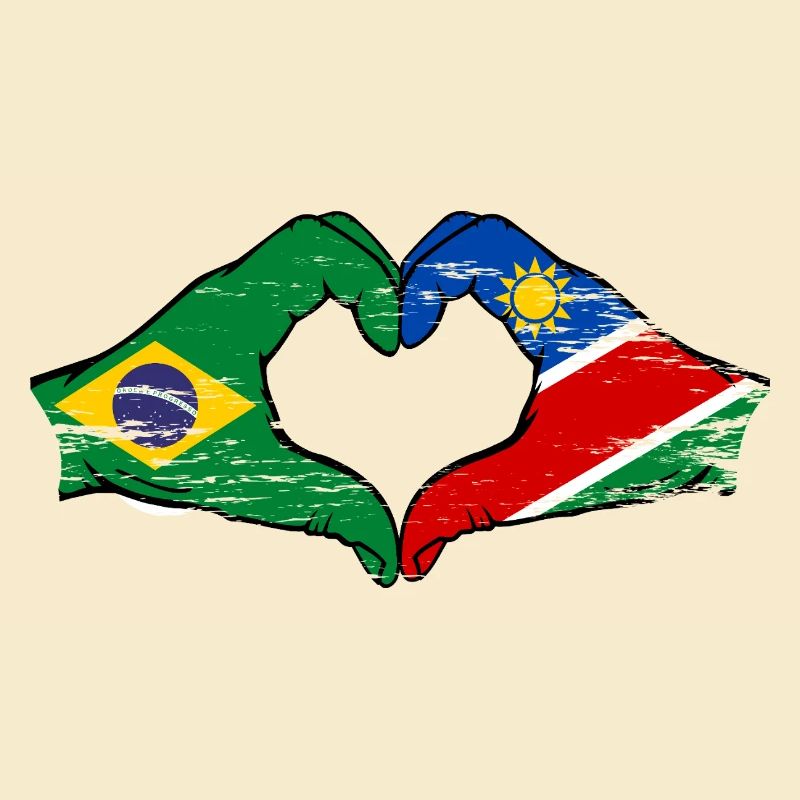 Brazil Namibia Flag Hands Heart Shape
