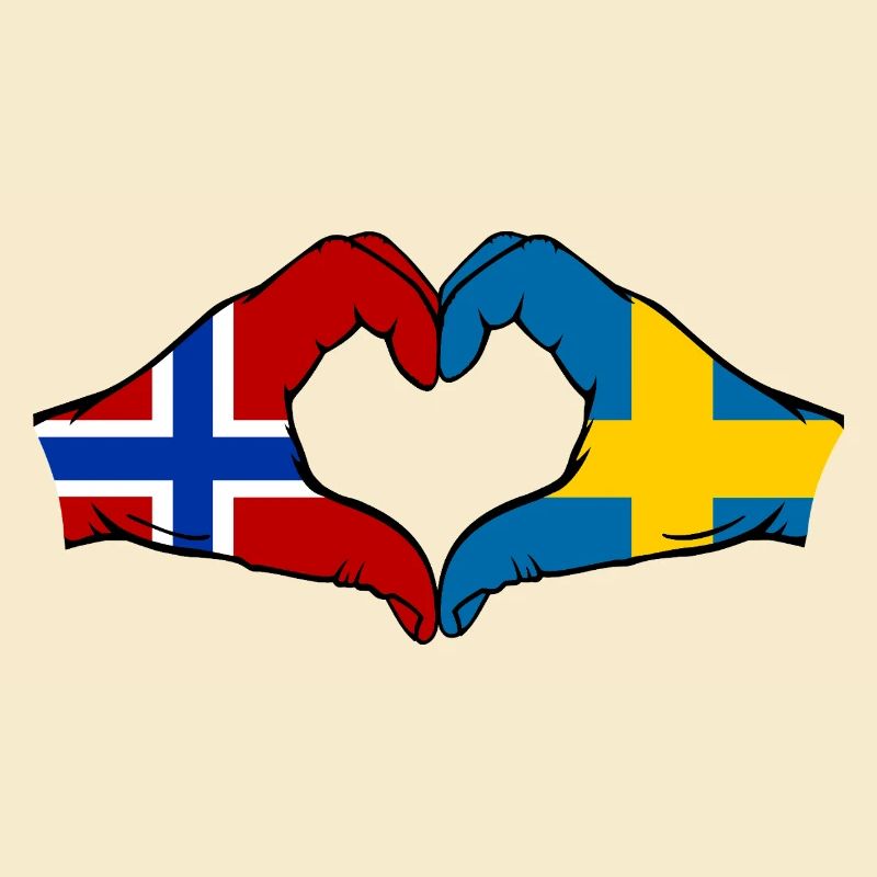 Drapeau Norvège-Suède Mains de cœur