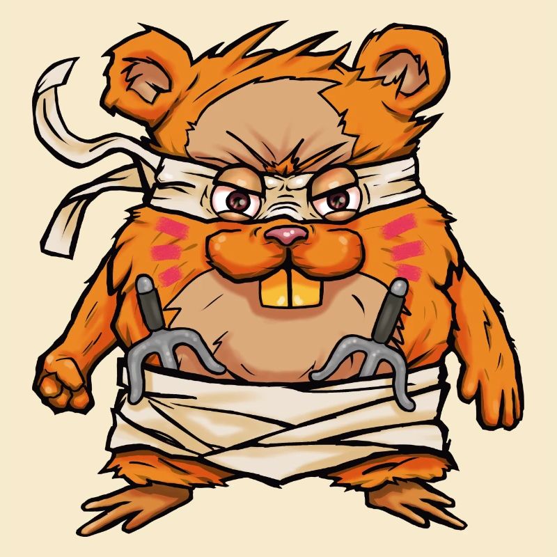 Hamster samouraï kawaii avec épée Hamjitsu
