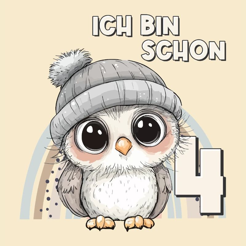 4. Geburtstag Eule Regenbogen Süß Niedlich