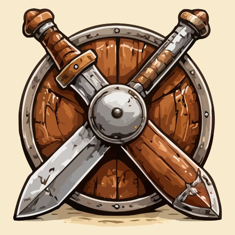 Schild und Schwerter Wikinger