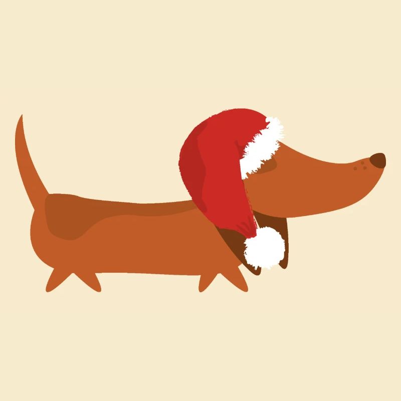 Teckel avec chapeau de Noël
