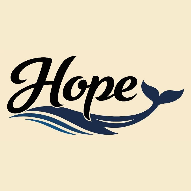 Hope Whale Ocean Wave Logo