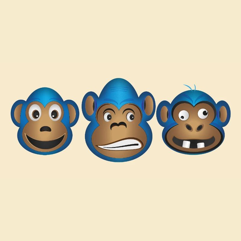 Expressions du trio de singes bleus