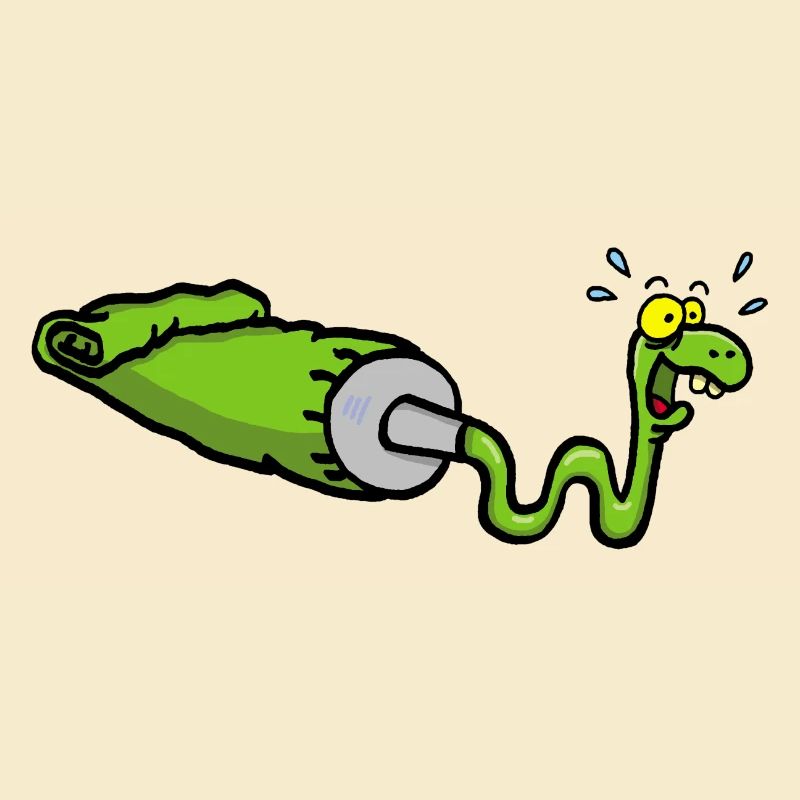 Serpent vert et tube de gouache