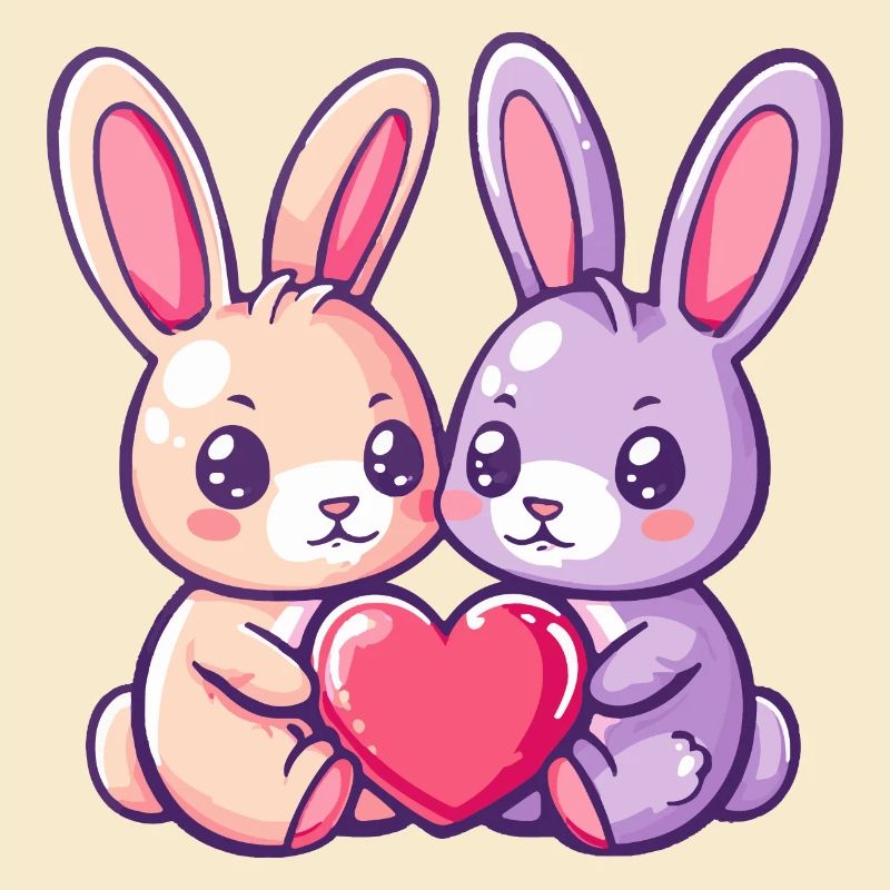 Bunny Couple In Love Easter Valentine's Day