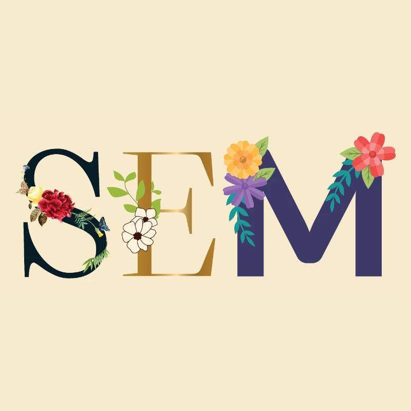 Nom SEM décoré de fleurs