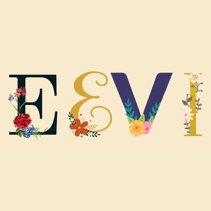Nom EEVI décoré de fleurs