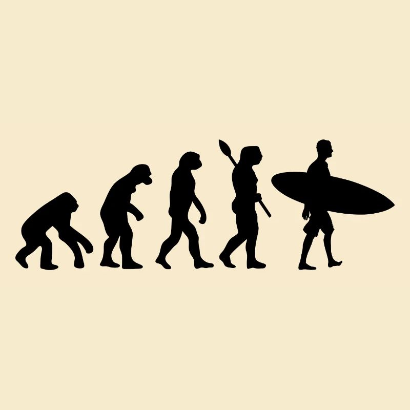 Surfeur Drôle Évolution Humaine