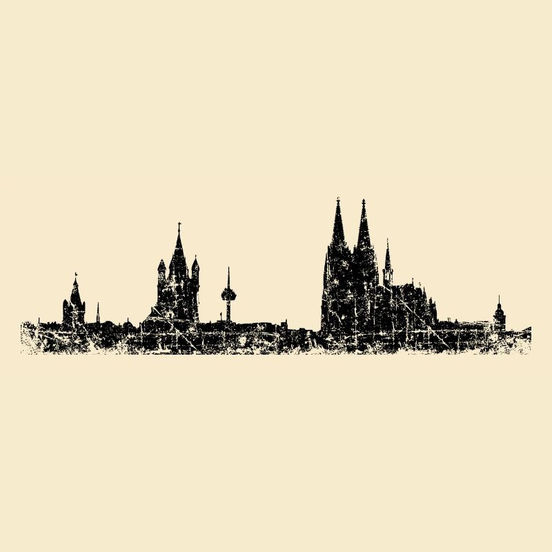 Stadt Köln Kölner Skyline (Vintage/Schwarz)
