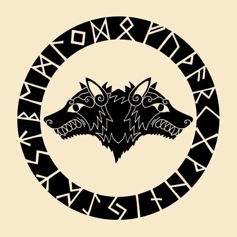 Zweiköpfiger schwarzer Wolf