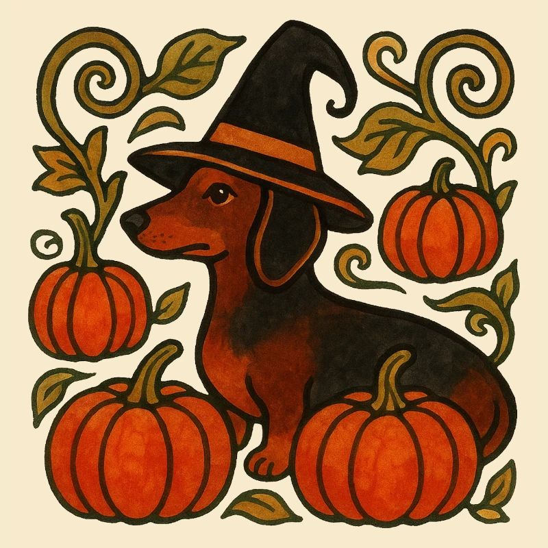Pumpkin Witch Dachshund