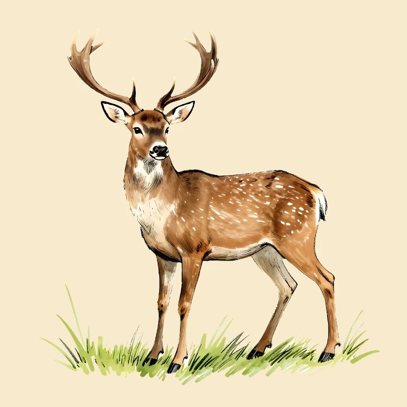 Wald-Aquarellhirsch