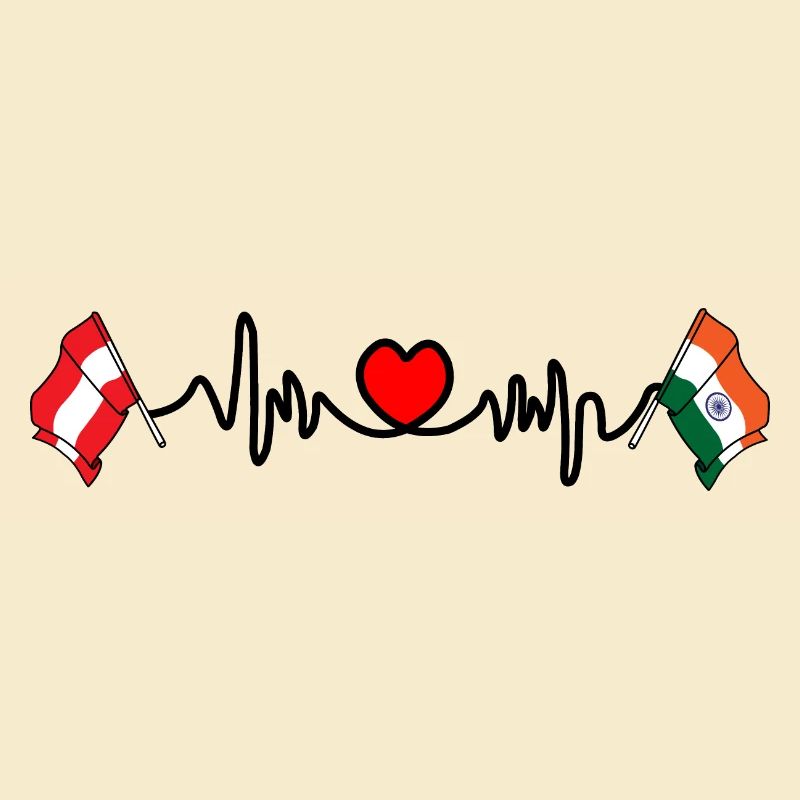 Cardio heart Drapeau Autriche, drapeau Inde