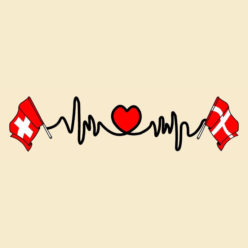 Cardio coeur Drapeau Suisse, drapeau Danemark