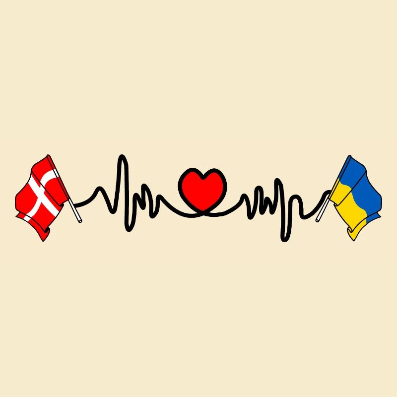 Cardio heart Drapeau Danemark, drapeau Ukraine