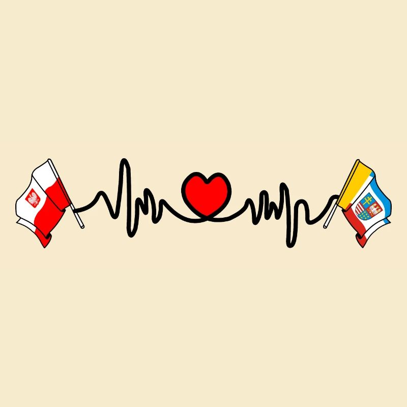 Cardio heart avec drapeau de la Pologne, drapeau de la Sainte-Croix