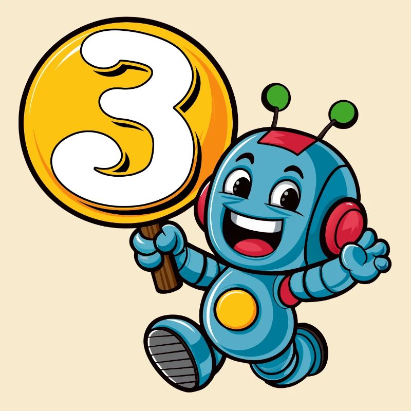 Finally 3 Years Three Third Birthday Robot