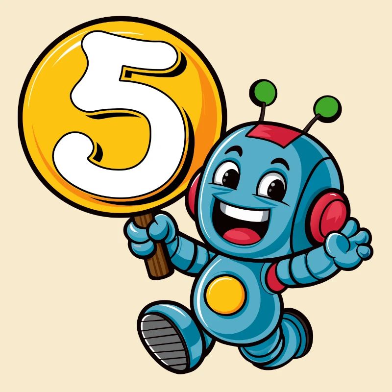 Finally 5 Years Five Fifth Birthday Robot