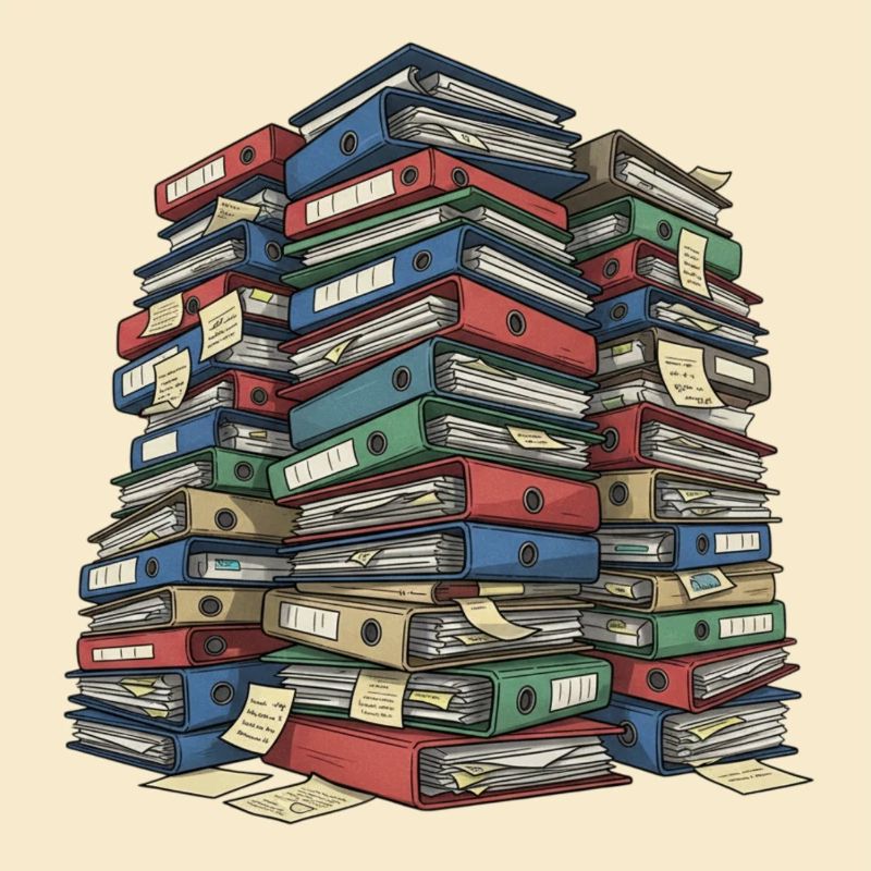 Folder Stack Office Chaos