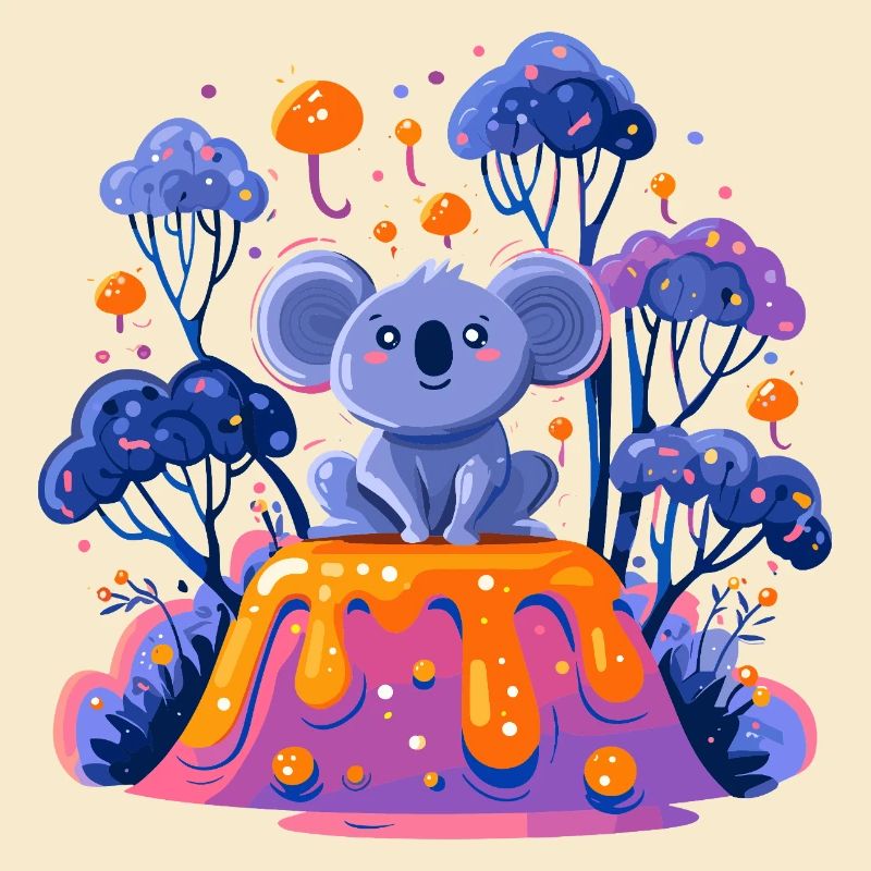 Koala on melting lava