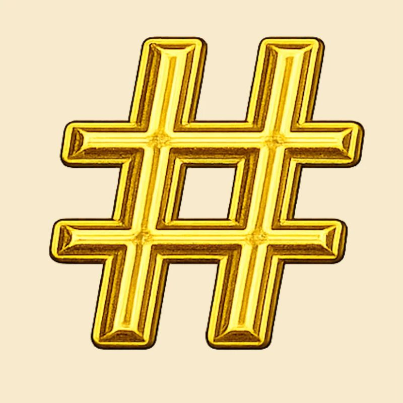 Emblème du hashtag doré