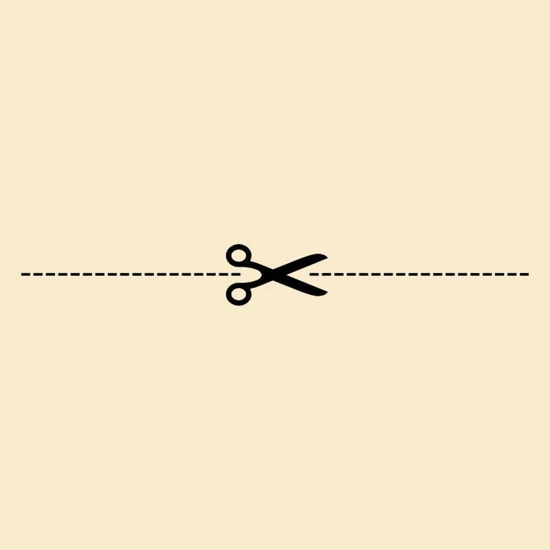 Scissors with cutting line