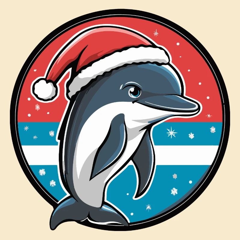 Delfin mit Weihnachtsmütze