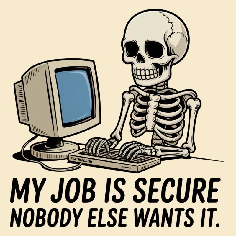 Skeleton on the PC IT occupational safety