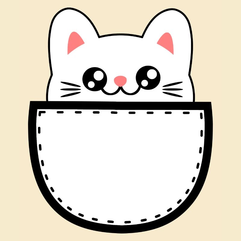 Chat doux Kawaii Chibi chat dans la poche de la poitrine