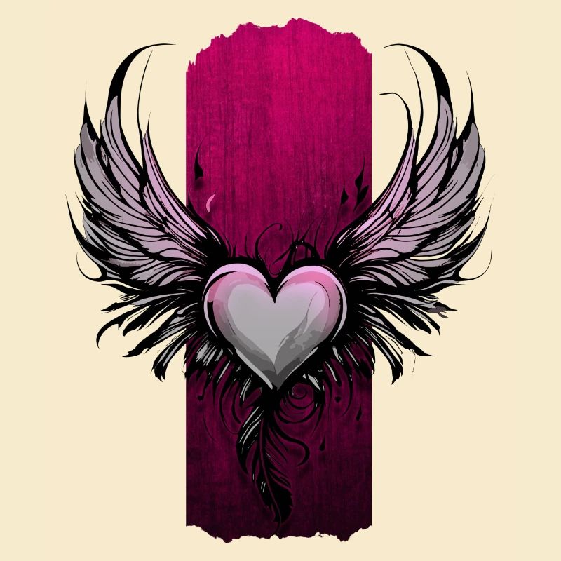 Étreinte céleste : Cœur ailé de la Saint-Valentin