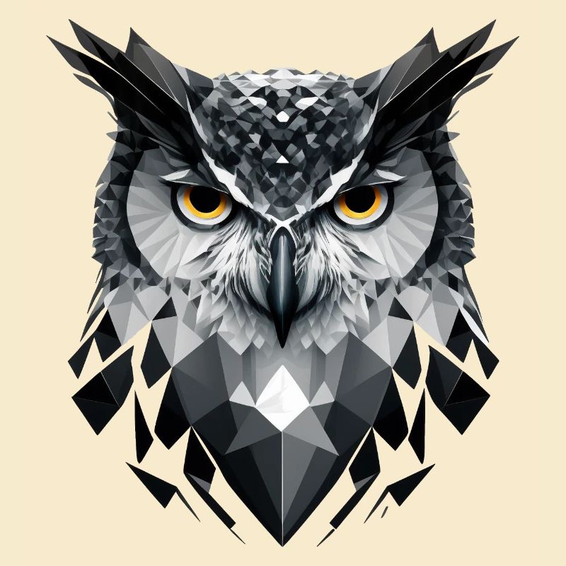 Polygon-Eule in Schwarz-Weiß – Vogelkunst