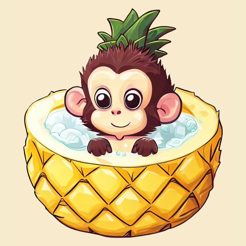 monkey bathes in pineapple - Funny summer design