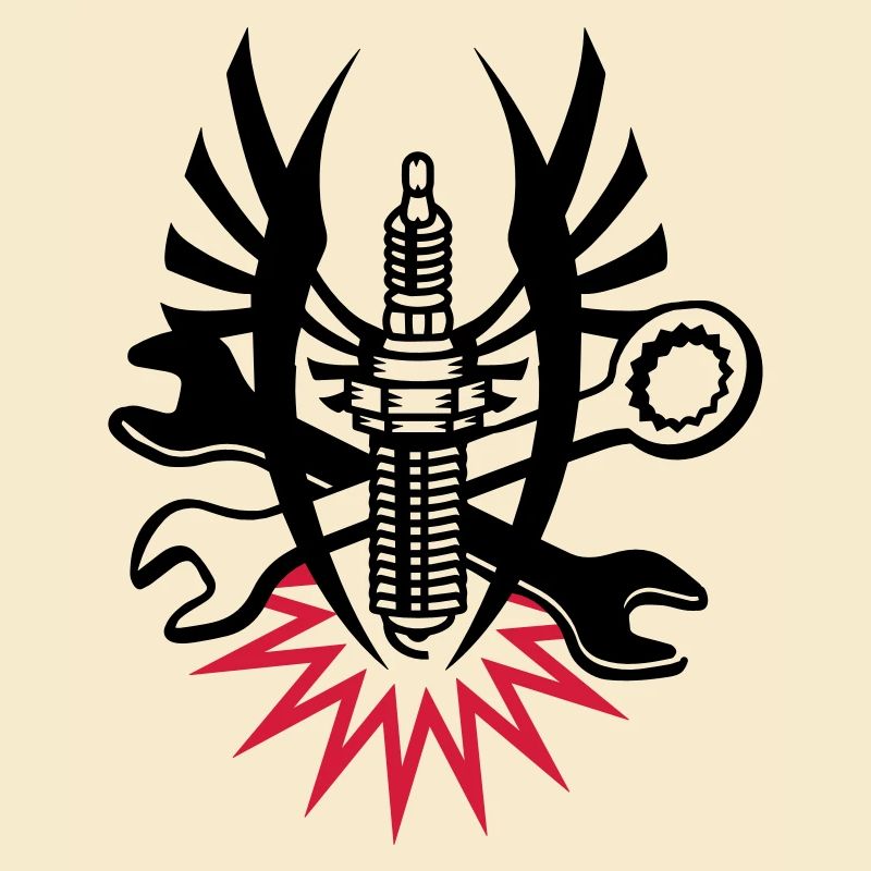 A spark plug with two wrenches