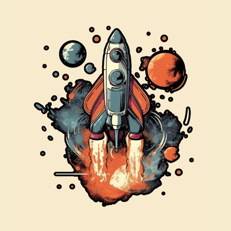 a space rocket launch through space